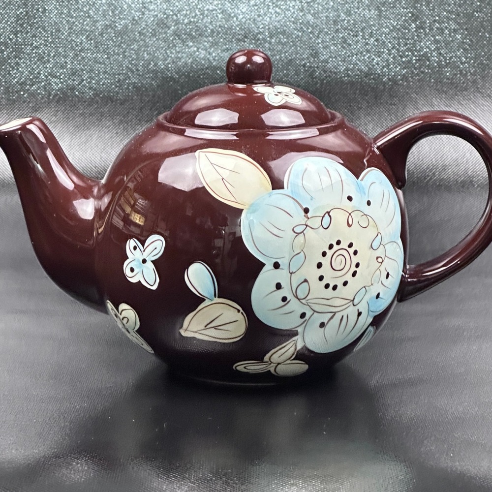 Pier 1 Imports Cassidy Teapot Hand‎ Painted Floral Earthenware Tea Pot